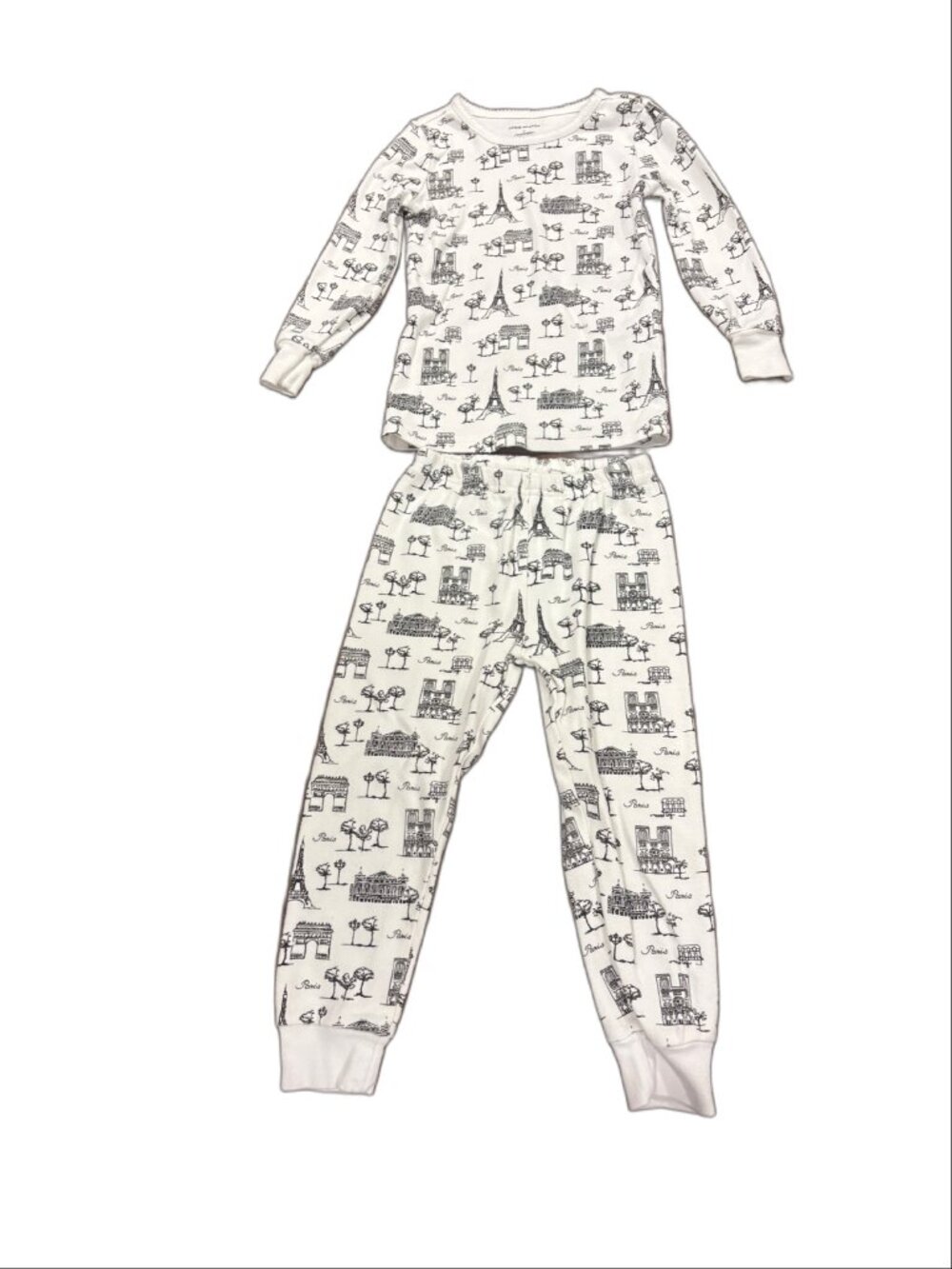 Janie and Jack Toddler Paris City Map 2-Piece Pajama Set - White/Black - Size 3